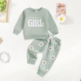 thumbnail image 2 of mgoYE 2Pcs Baby Girl Outfits Daisy Sweatshirt + Pants Infant Fall Winter Clothes(Green,18-24 Months), 2 of 7
