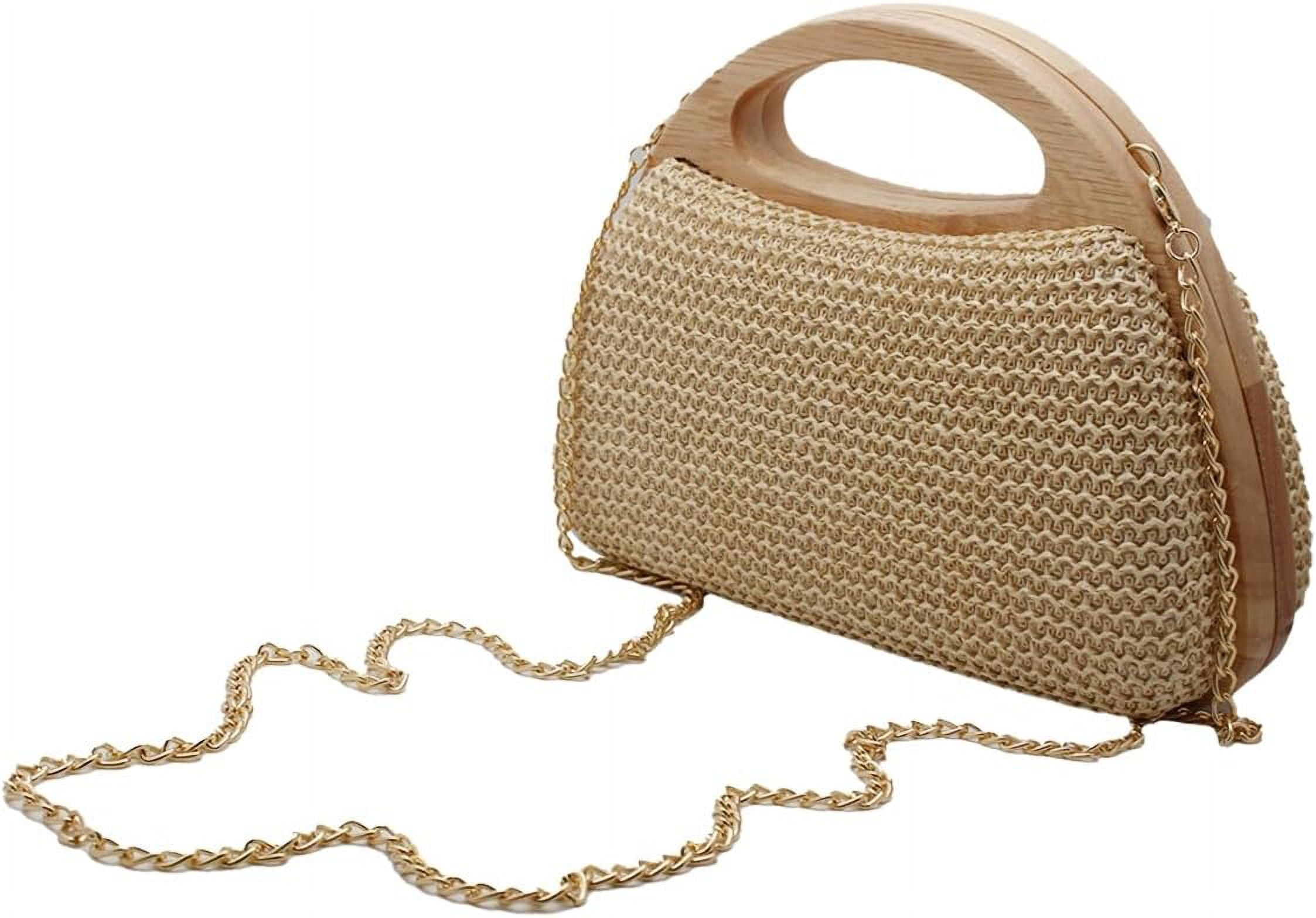 CAILDANL Straw Clutch Handbags Women Beach Crossbody Hand-woven Summer Purse Wallet Top handle Evening Bag for Wedding Party
