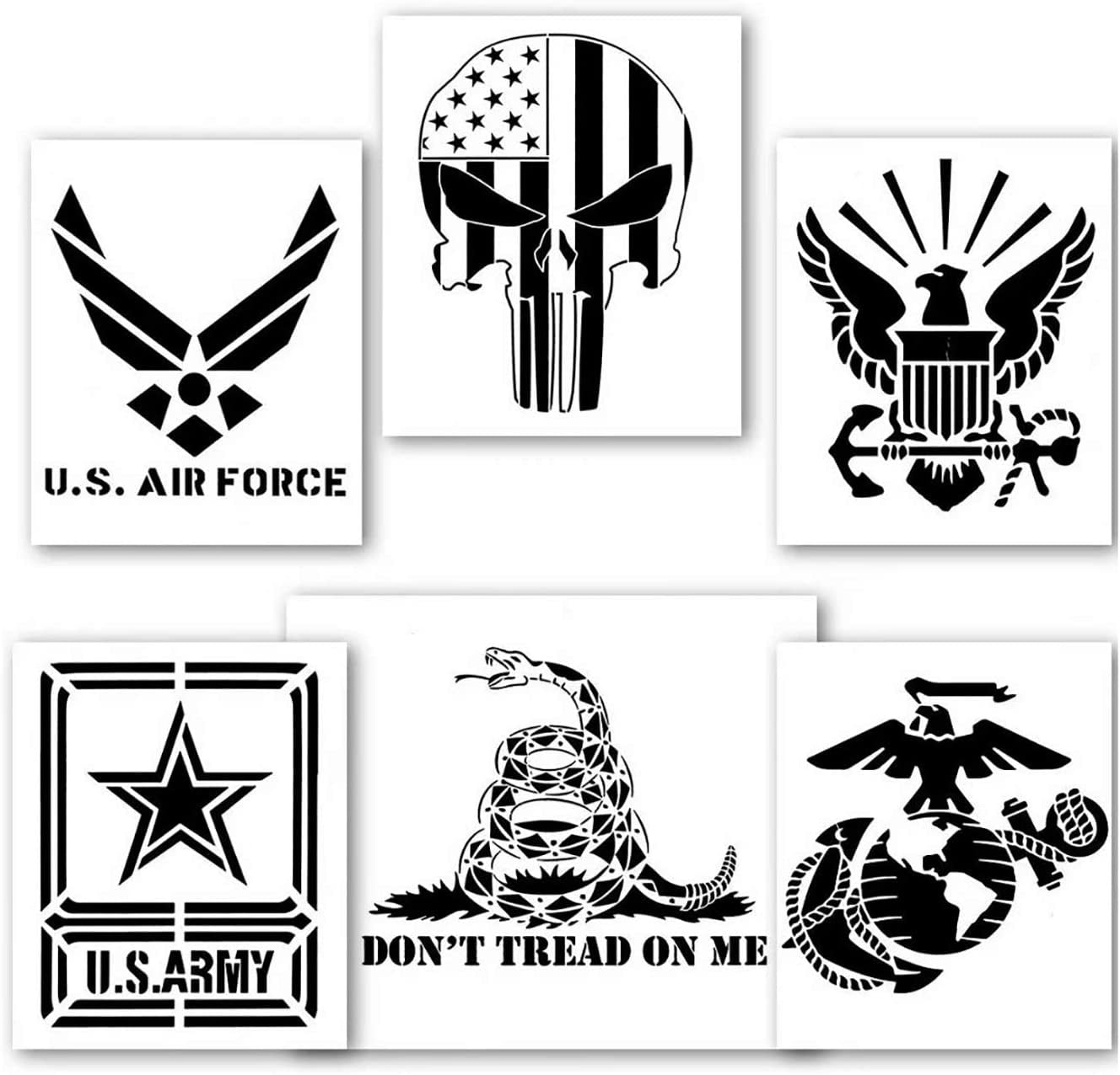 American Flag Stencil Templates, 6 pcs 12x14inch Flag Navy Army Airforce  Marines Re ble Plastic Stencils for Painting on Wood, Fabric, Paper,  Airbrush, Glass and Wall Art - Walmart.com