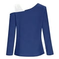 thumbnail image 4 of ClodeEU Women's Cut Out Cold Shoulder Tops,One Shoulder Sexy Long Sleeve T Shirts,Casual Trendy Outfits A-Blue,Womens Plus M, 4 of 6