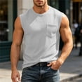 thumbnail image 2 of Men's Waffle Knit Crew Neck Tank Top with Chest Pocket, Breathable Sleeveless Shirt for Beach Days, Summer Vacation and Casual Outdoor Wear, Big and Tall Sizes S-3XL Gray, 2 of 9