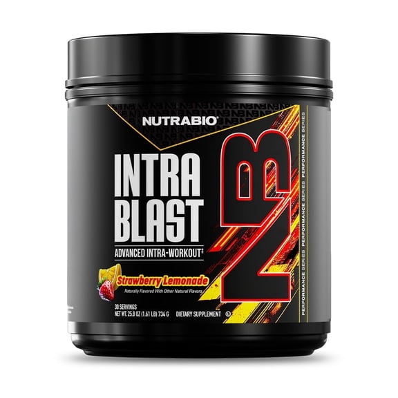 NutraBio Intra Blast BCAA EAA Electrolyte and Hydration Powder - Amino Acid Supplement, EAA/BCAA Powder - Non-GMO and Gluten Free - Strawberry Lemonade - 30 Servings