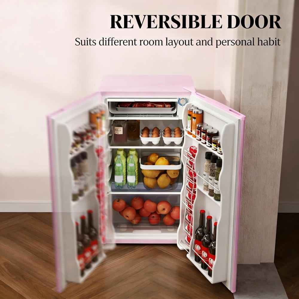 1.1 Cu.Ft Small Upright Freezer, Compact Corner Freezer with 5-Level Adjustable Thermostat, Reversible Door & Removable Shelf, Mini Freezer for Apartment Dorm Office, Silver