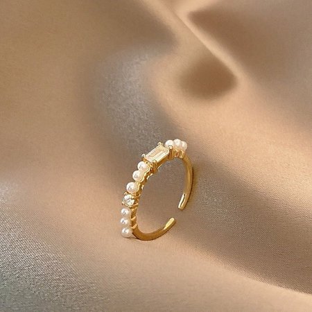 En Oferta Adjustable Gold-Plated Copper Rings For Women: Geometric Design With Artificial Gems Perfect For Weddings Korean Style
