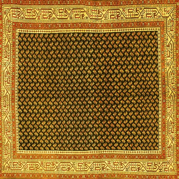 Ahgly Company Indoor Square Persian Yellow Traditional Area Rugs, 8' Square
