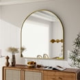 thumbnail image 2 of BEAUTYPEAK 31"x 32" Bathroom Mirror Wall Vanity Arched Mirror, Gold, 2 of 8