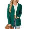 thumbnail image 2 of JWD Women's Cardigan Woolen Sweater Soft Comfortable Casual Lightweight With Pockets Dark Green 2XL, 2 of 7