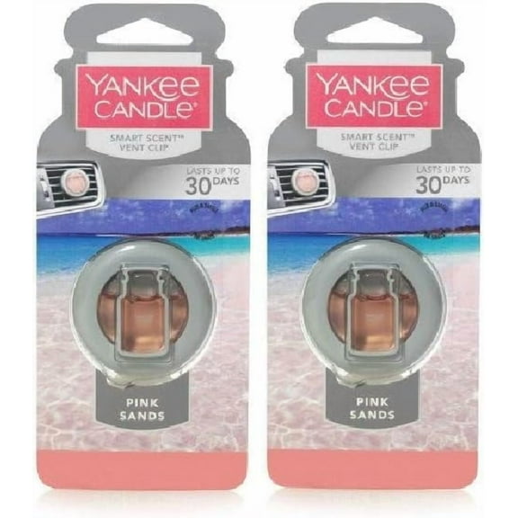 Yankee Candle Smart Scent Vent Clip Odor Neutralizing Car AC Air Freshener, Pink Sands, 2 Packs