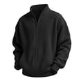 thumbnail image 4 of Cethrio Boys Zip up Sweatshirts, Stand-up Collar Casual Waffle Knit Long Sleeve Fall Outerwear Black Size 9-10 T, 4 of 8