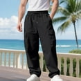 thumbnail image 4 of Qulqfy Stretch Pants Men Elastic Waist Baggy Black Cargo Chinos Twill Holiday Straight Leg Pants Pants for Men XL, 4 of 9