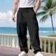 thumbnail image 4 of Ceisia Men's Spring Summer Solid Color Gift Workwear Pants - Straight Leg Tether Waist Zipper Button Pocket Casual Pants, 4 of 9