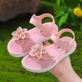 thumbnail image 2 of Krdevn Girls Flower Decor Open Toe Sandals Rhinestone Accent Adjustable Buckle Comfortable Summer Vacation Shoes,11-11.5 Years, 2 of 5