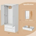 thumbnail image 3 of Ktaxon Wardrobe Armoire Closet with Hanging Rod, Modern Drawer & Shelf – Elegant White Finish Closet, Farmhouse to Mid-Century Style, 3 of 10