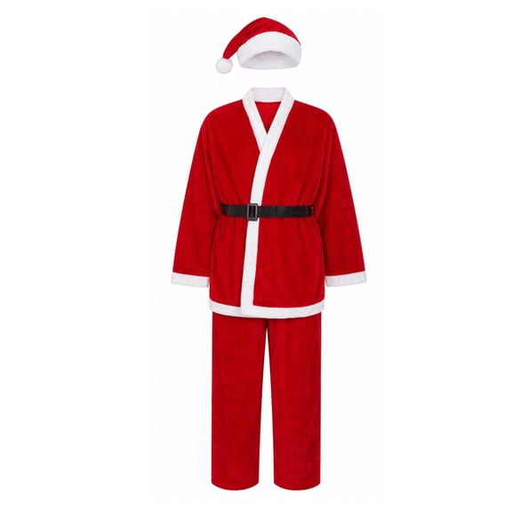 Trovenix Christmas Santa Claus Costume High-End Red Plush Suit Holiday Dance Party Dress Up Outfit For Adults Men