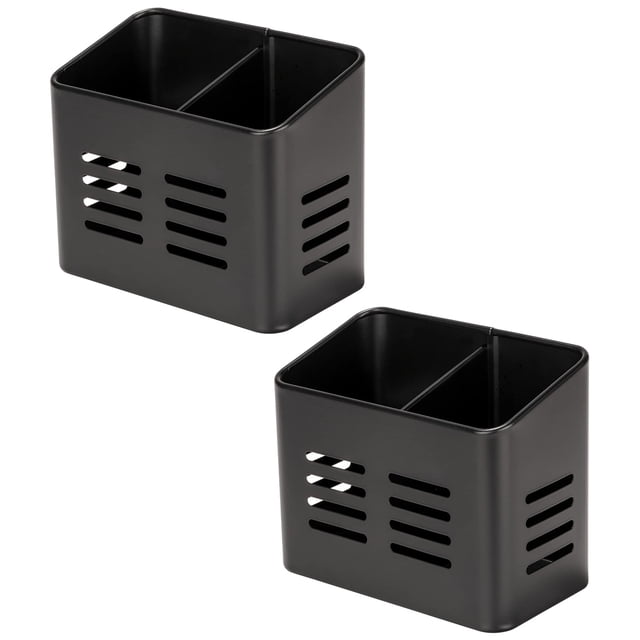 Escurridor de platos con organizador de múltiples compartimentos para cocina al aire libre, escurridor de cubiertos de metal con recubrimiento en polvo con un elegante acabado negro y diseño de