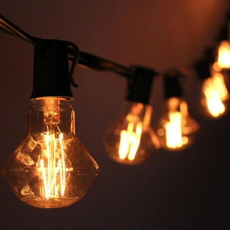 Fantado 10 Socket Outdoor Patio String Light Set, D55 Diamond Bulbs, 10 FT Black Cord w/ E17 Base by PaperLanternStore