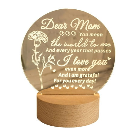 

Yrtoes Holiday Ornaments Mother S Day Christmas Thanksgiving Gift Acrylic Night Light With Wooden Base Personalized Led Night Light Lettering Quotation