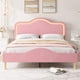 thumbnail image 1 of QinaQin Base de cama tapizada en terciopelo estilo princesa, con cabecera y piecera LED ajustables, soporte de madera y diseño ideal para niñas o niños, 1 of 9