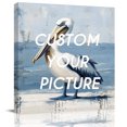 thumbnail image 2 of Seaside Pelican Wall Art Painting on Canvas, Blue Rustic Art Ocean Birds Canvas Art Home Prints Wall Art Framed Modern Artwork for Living Room Bedroom Wall Decor 20x20in, 2 of 9