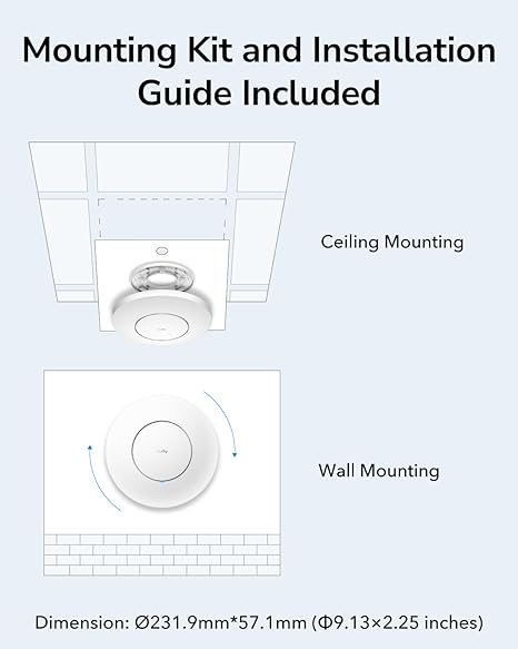 Cudy AX3000 2.5G WiFi 6 Wireless Access Point, 2.5Gbps RJ45, Business WiFi Solution, Mesh Support, Seamless Roaming and MU-MIMO, PoE or DC Poowered, 12V DC Power Adapter Included