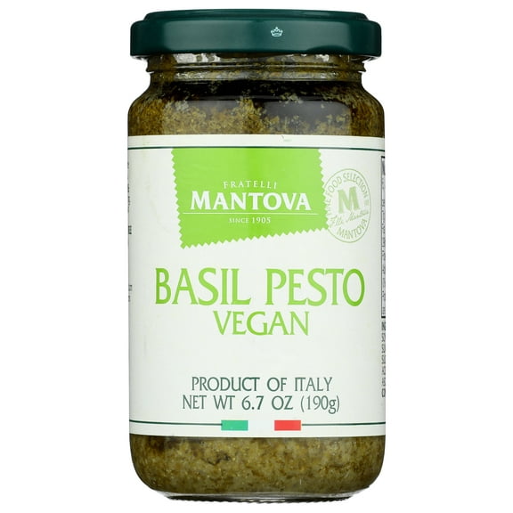 Pack of 6, Mantova Vegan Basil Pesto, 6.5 oz