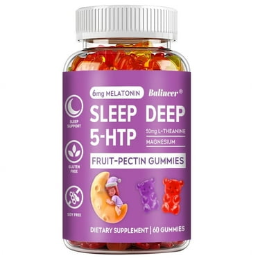 Sleep Gummy, Extra Strength Melatonin - Vegan Vitamin B6, L-Theanine, 5 HTP, Valerian, Sleep Aid for Adults & Teens - 60 Gummies