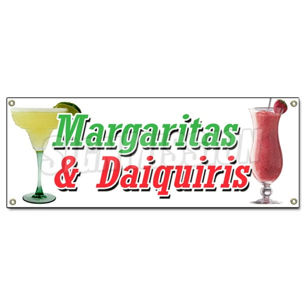 MARGARITA & DAIQUIRIS BANNER SIGN frozen drinks bar banana strawberry