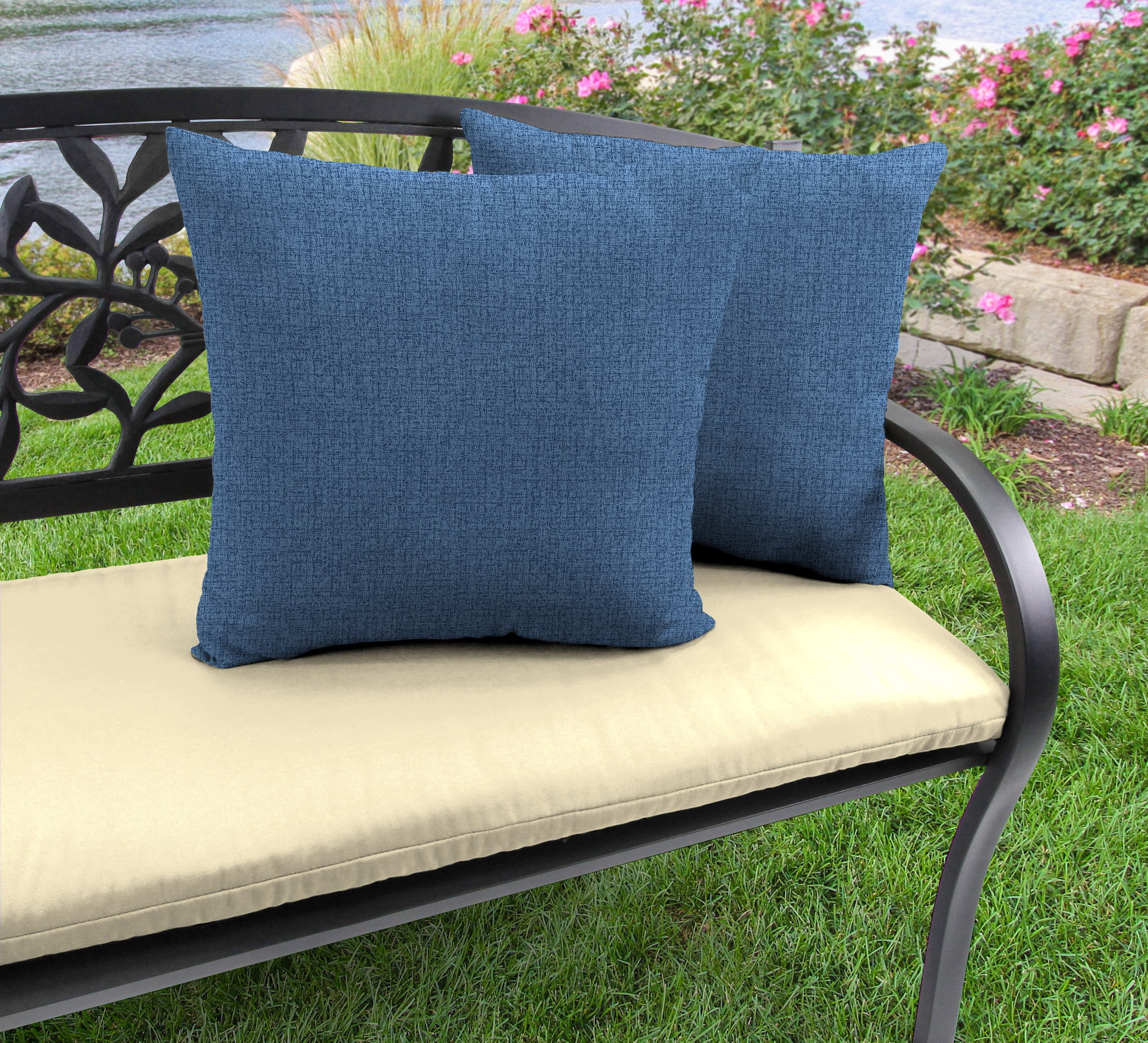 Jordan Manufacturing 16" x 16" McHusk Capri Blue Solid Square Outdoor Throw Pillows (2 Pack)