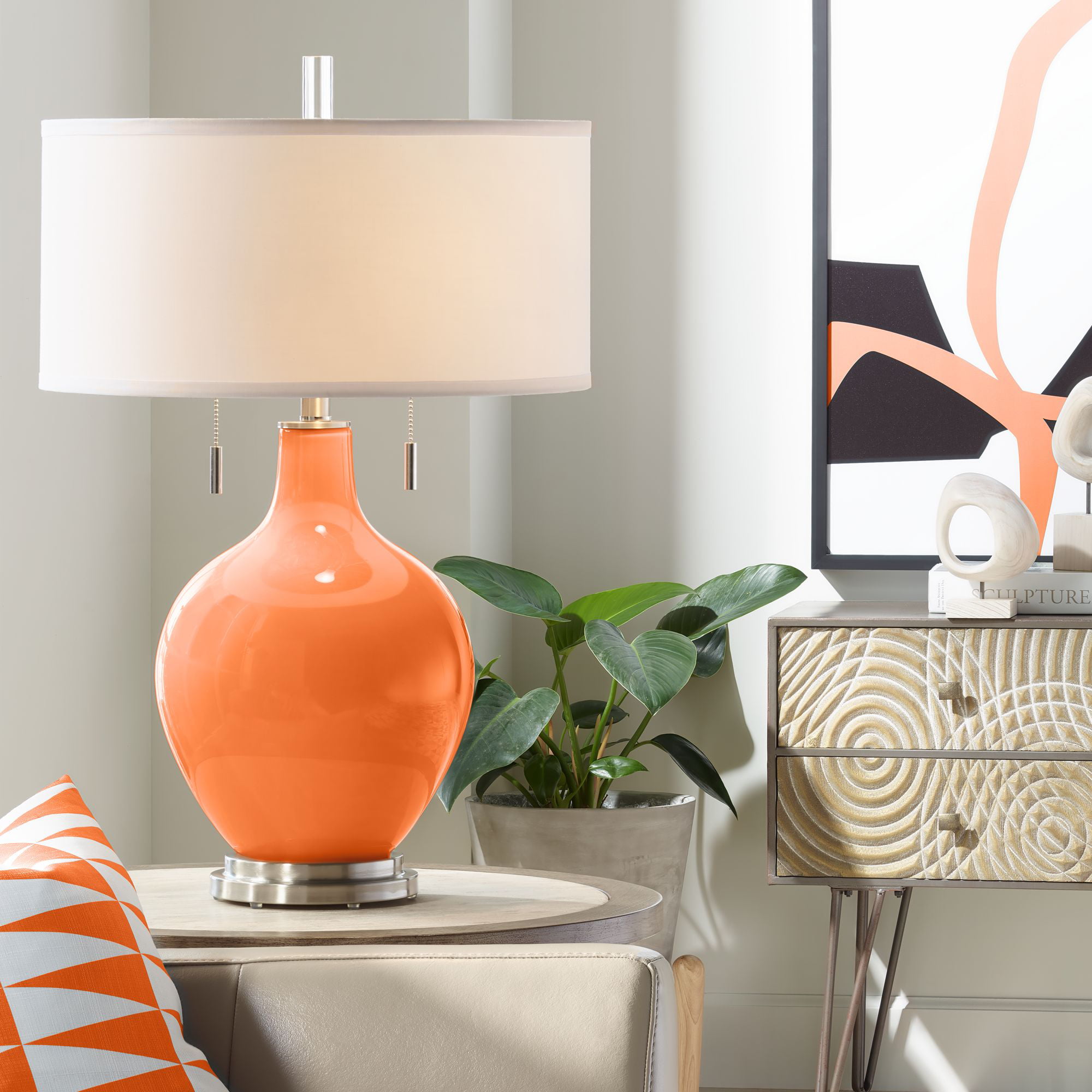 Color Plus Modern Table Lamp 28" Tall Invigorate Orange Glass Gourd