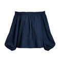 thumbnail image 4 of Endives Women's Blouse Off Shoulder Long Sleeve Chiffon Blouse Casual Loose Puff Sleeves Shirts Solid Color Summer Beach Vacation Outfits Shirts for Women Navy S, 4 of 4