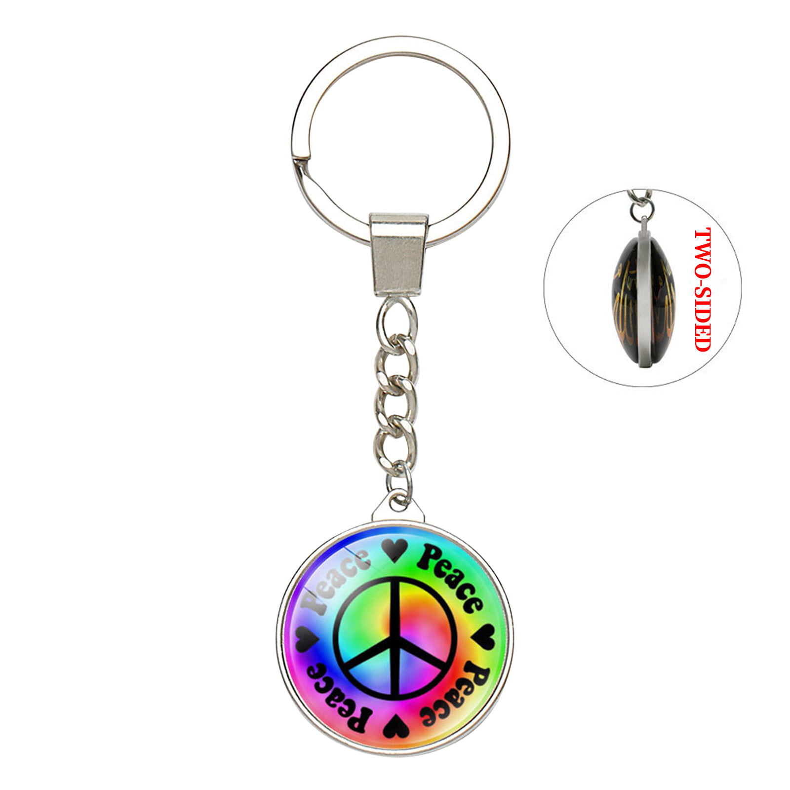Hippie Key Ring Peace Sign Keychain Hippie Jewelry Hippie Keychain Peace Jewelry Peace Key Ring，Q0107 