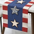 thumbnail image 4 of Independence Day Table Runner, Multicolor Linen Patriotic Decor for Dining Table, 183 x 33 cm, Heart Pattern, 1 Pack, 4 of 6