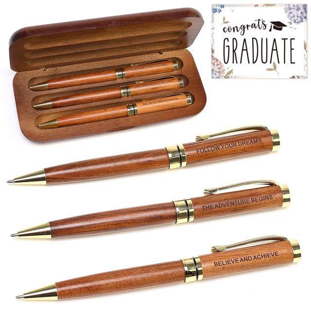 Juego de bolígrafos de madera Renawe, regalo de graduación, clase 2025