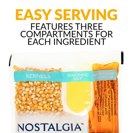 Nostalgia - KPP824 Best Tasting Premium 8-Ounce Popcorn, Oil & Seasoning Salt All-In-One Packs - 24 Count - Multi