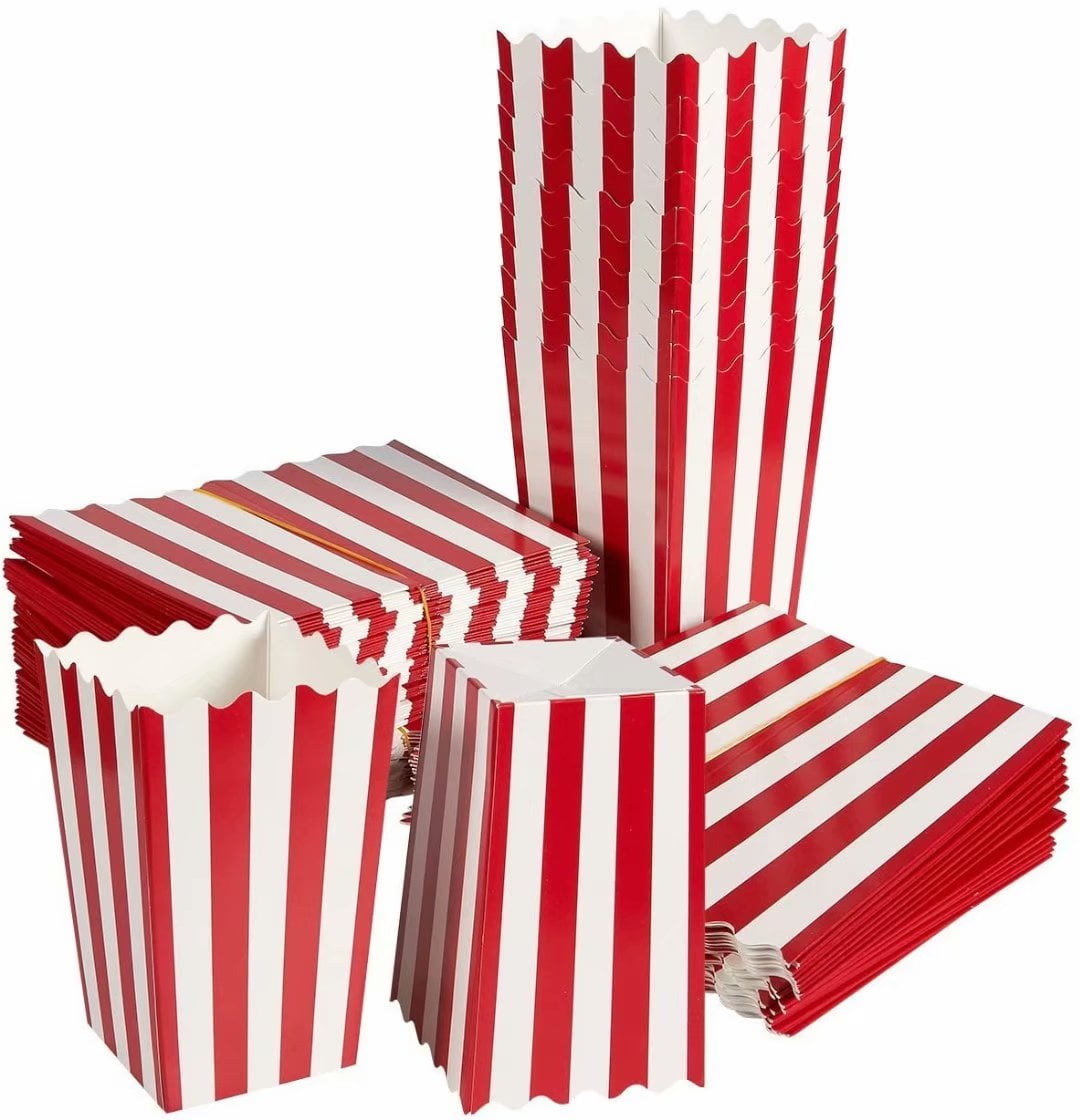 Buy 60 Pcs Small Popcorn Bags,Striped Paper Popcorn Boxes Cardboard Candy Container for Parties