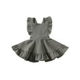 thumbnail image 1 of Kmbangi Robe à Bretelles Sans Manches pour Filles, Couleur Unie, Col Carré, Grand Ourlet, Taille Haute avec Volants, 1 of 7