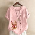 thumbnail image 3 of Camisetas de Manga Corta para las Mujeres Impreso Botón de Manga Corta Camiseta Blusa Poliéster, Ropa Casual Mirar Superior para las Mujeres, 3 of 4
