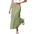 thumbnail image 7 of Maxi Skirts for Women Trendy Summer Tiered Midi Linen Skirt High Waisted A Line Long Flowy Skirt Gauze Beach Skirts,Green XXL, 7 of 7