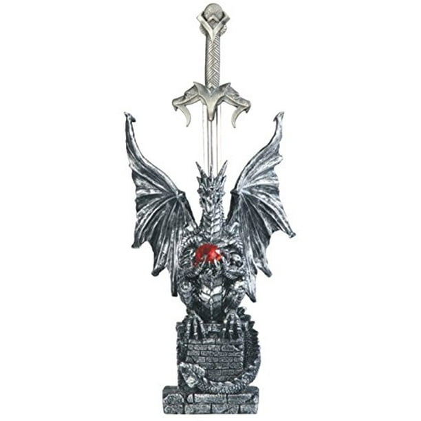 StealStreet SS-G-71464 Dragon Holding Red Gem with Letter Opening Sword,  11.5