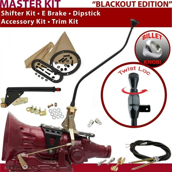 American Shifter C6 Shifter Kit Black 23 in. Swan E Brake Cable Clevis Trim Kit Dipstick for F5968