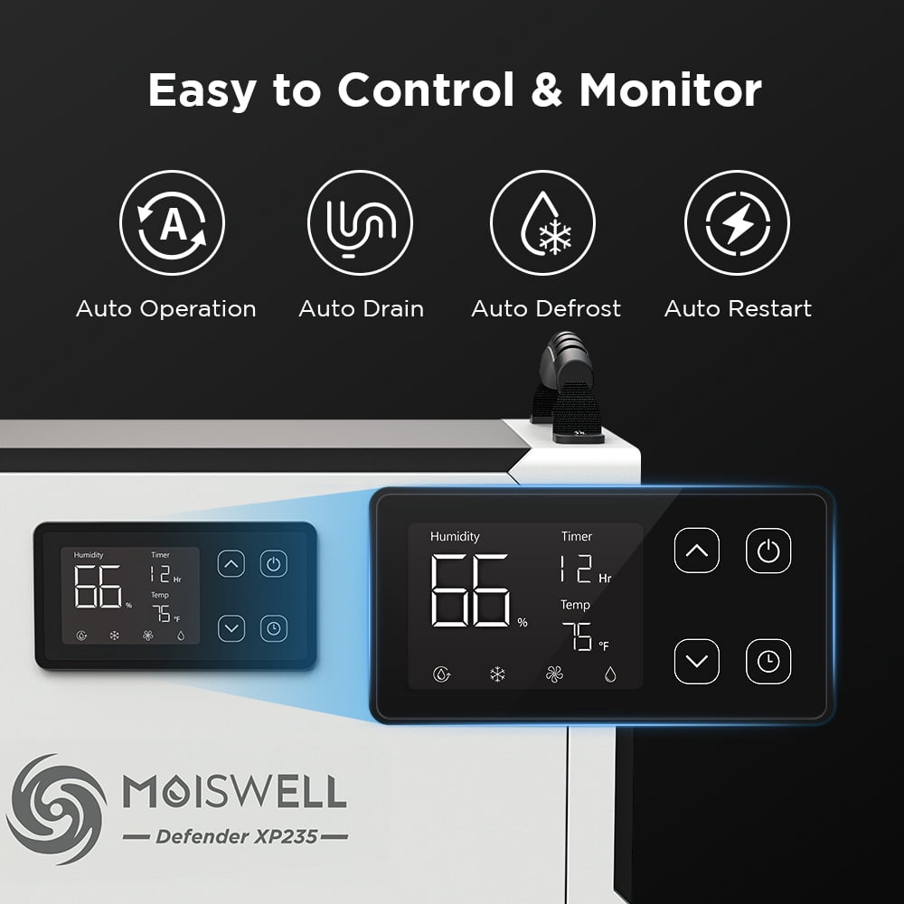 Moiswell 235 Pints Commercial Dehumidifier with Pump for Crawl Space, Basement, Industry Water Damage