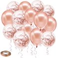 thumbnail image 1 of Globos de látex con confeti de oro rosa LzGUNGY paquete de 50 globos 12 pulgadas, 1 of 4