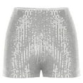 thumbnail image 4 of Women's Sequins Shorts High Waisted Sparkly Vintage Short Pants Slimming Straight Leg Club Party Short Pants White,XL, 4 of 6
