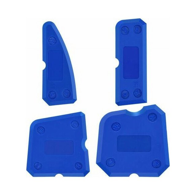 Juego de herramientas para calafateo de silicona de 4 piezas, kit más suave para juntas para sellador de silicona, acabado de sellado de lechada (azul),