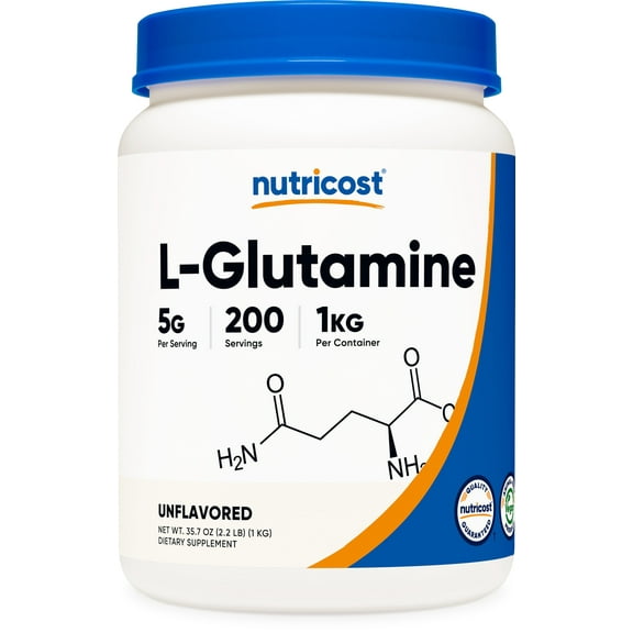 Nutricost Pure L-Glutamine Powder 1 KG, 5g Per Serving - Health Supplement