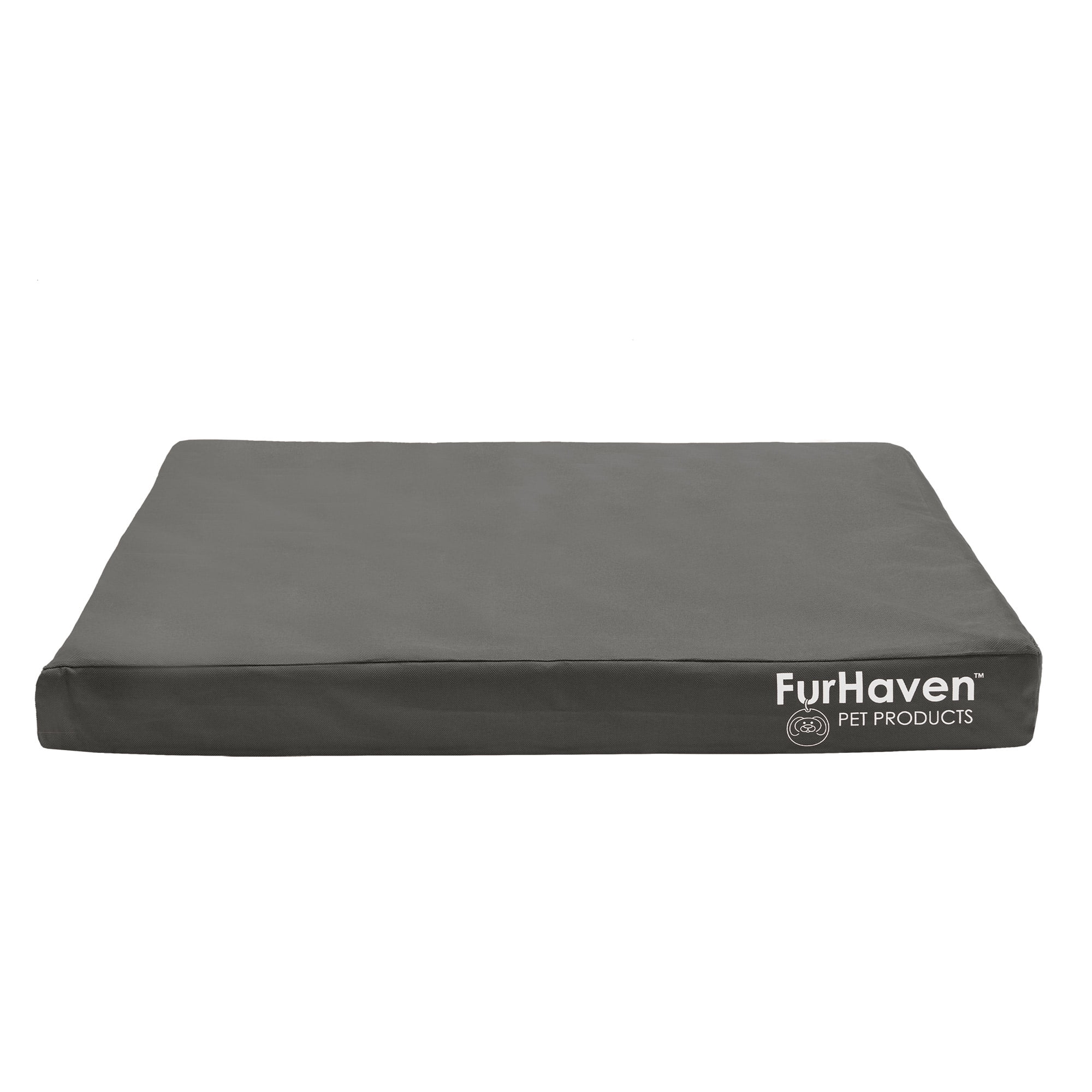 FurHaven Pet Products | Deluxe Orthopedic Oxford Indoor/Outdoor Water-Resistant Pet Bed for Dogs & Cats, Stone Gray, Medium