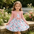 thumbnail image 3 of Aideaone Toddler Girls Dress Sleeveless Floral with Ruffle Cardigan 2 Piece Outfit Set 2-6T, 3 of 7