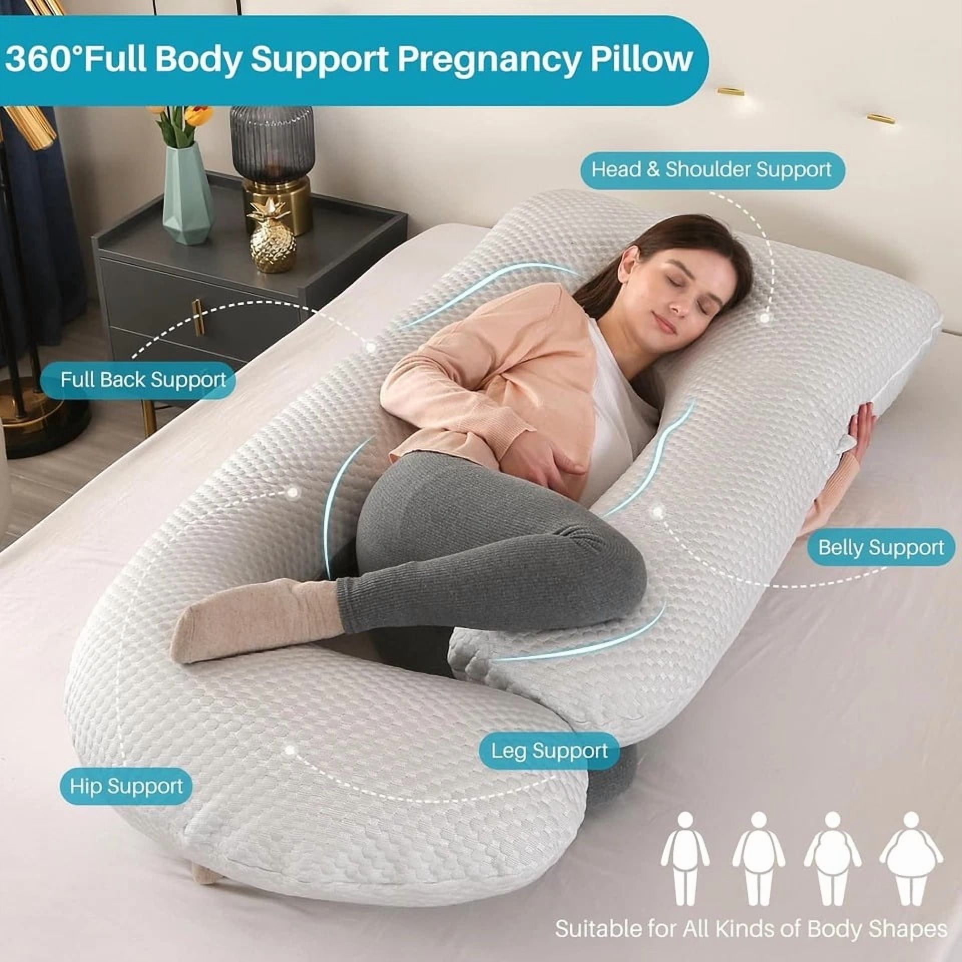 Eurhowing Large Body Pillow, Breathable Full Body Pillow for Side Sleeper, Soft Long Bed Pillow with Removable Cover for Adults, 27×57", Light Gray
