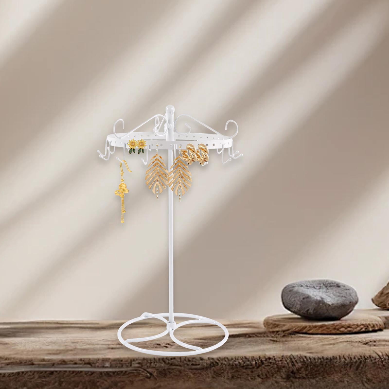 FVDPWYE Necklace Holder Organizer,Necklace Organizer Home Room Deocr Hanger with 15 Hooks Jewelry Display Tree for Keychain Necklaces White