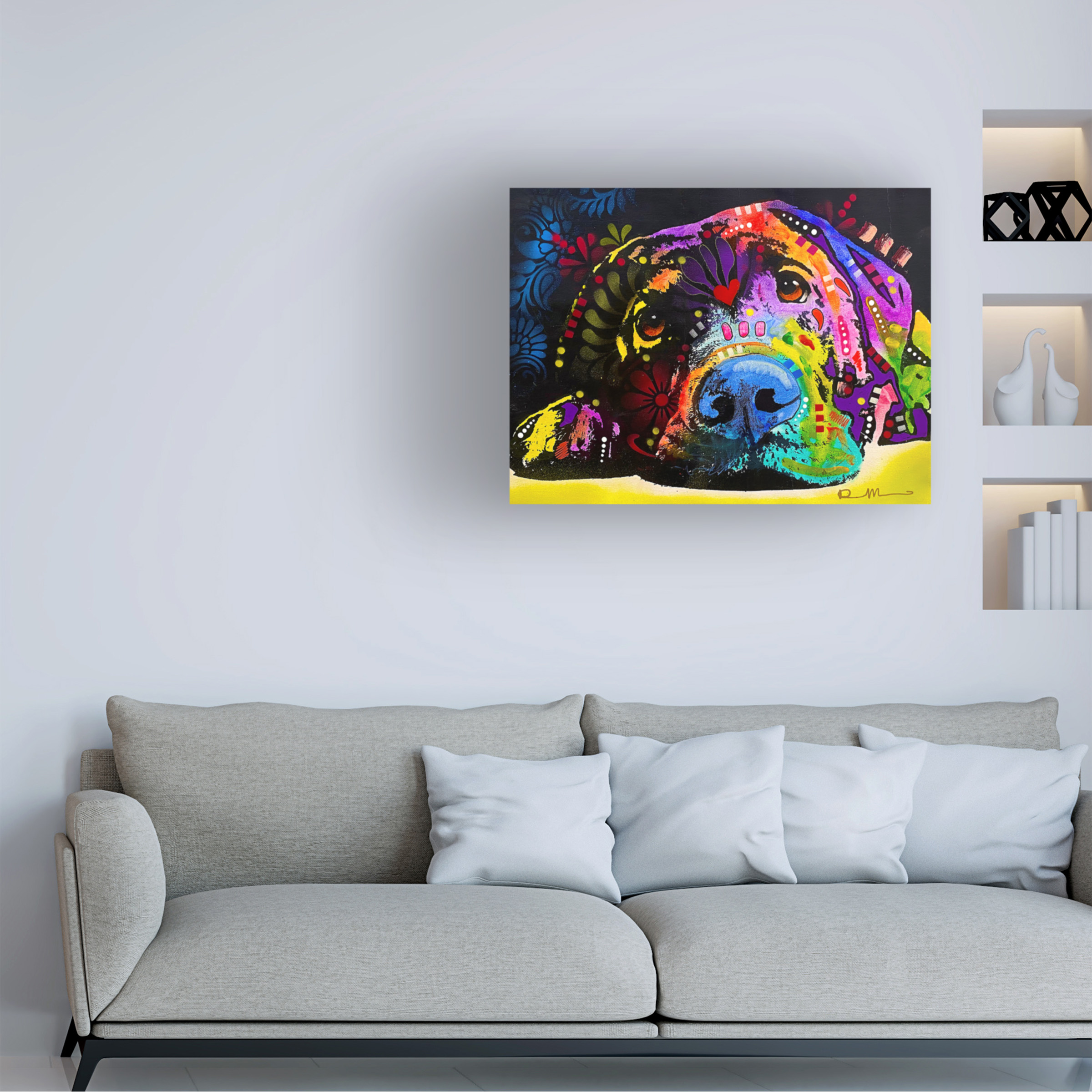 Canvas Wall Art - Dean Russo 'Lying Lab 2' Wall Art for Living Room, Bedroom, or Office Décor by Trademark Fine Art - 47 x 35 Inches - 47x35